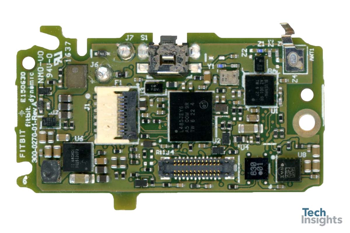 图3:Fitbit Charge 2与STMicroelectronics MCU和Texas Instruments蓝牙芯片