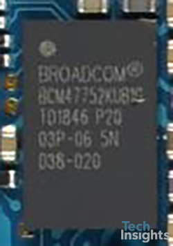 Broadcom BCM47752 GNSS接收机，带集成传感器集线器