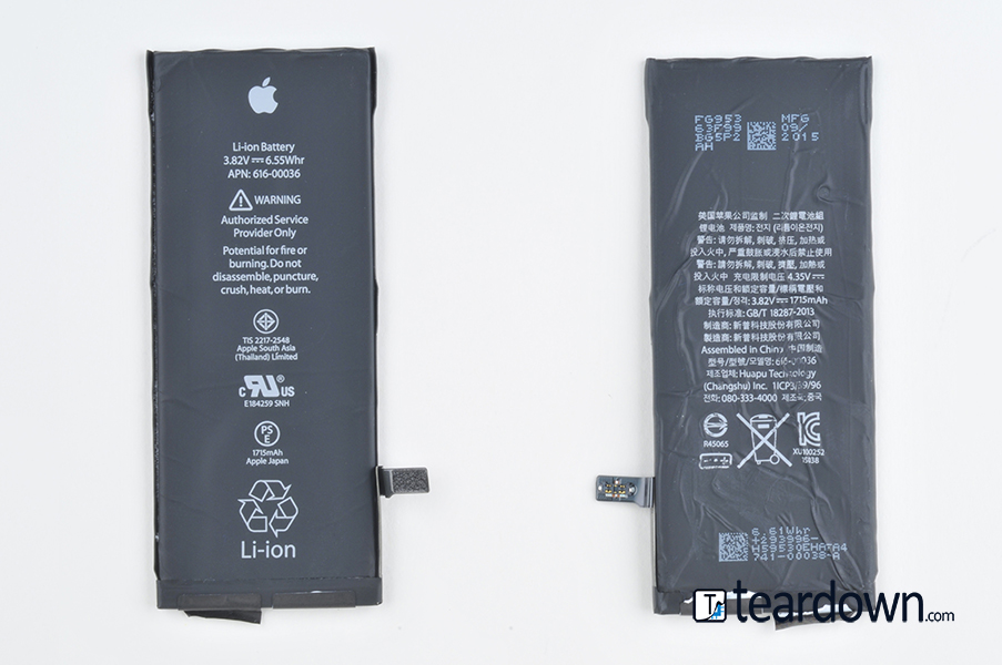 苹果iPhone 6s电池前后